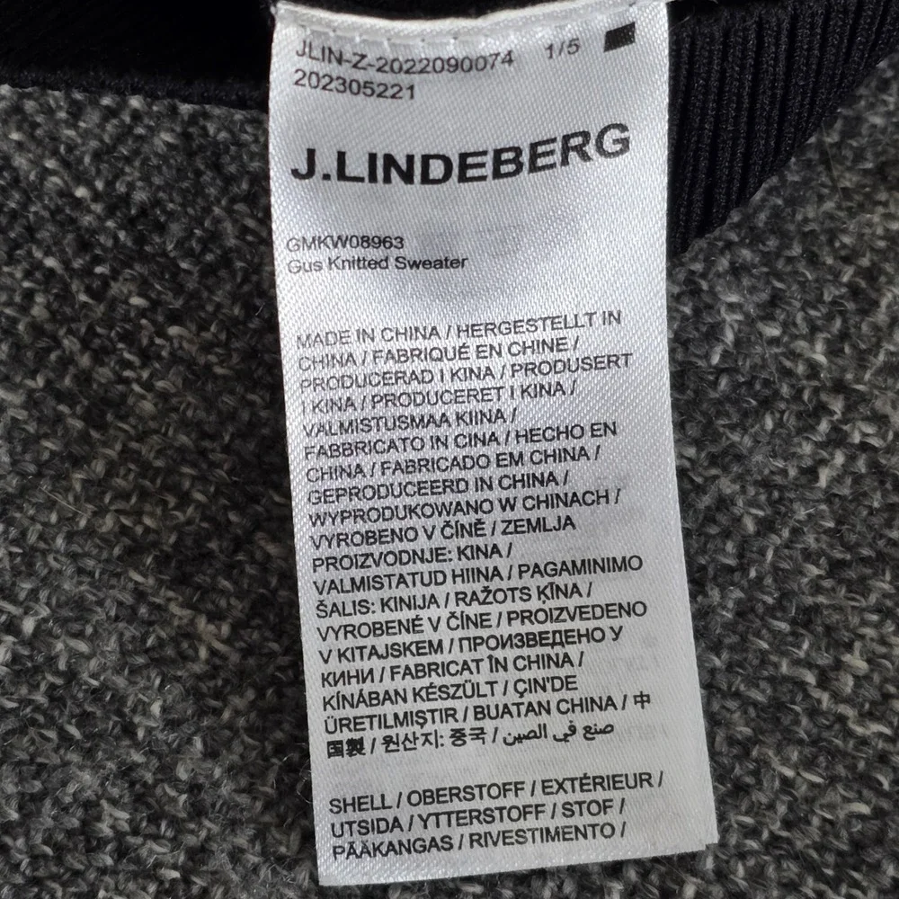 J.Lindeberg Gus Knitted Sweater Mens Small Black Bridge Logo Golf GMKW08963